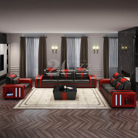 Mobiliário leve, luxuoso, estilo americano, design moderno, sala de estar, sofá, couro