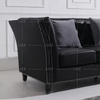 Sofá de couro para sala de estar preto pequeno personalizado
