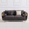 Sofá americano pequeno cinza para sala de estar com pernas de metal