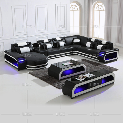 Sofá secional de led secional de lazer com mesa intermediária