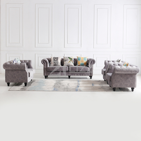 Sofá moderno de tecido Chesterfield para sala de estar