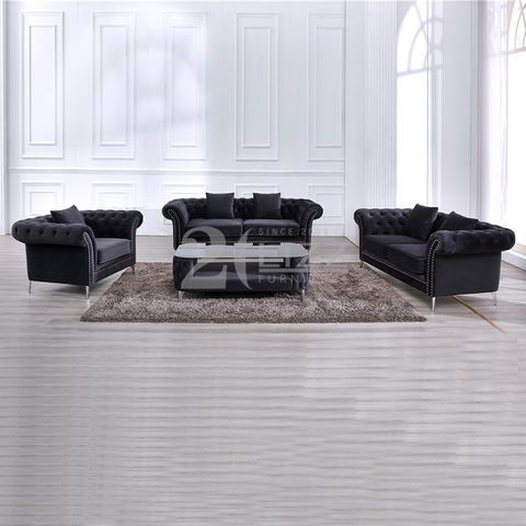 Sofá modular de tecido com mesa de centro