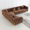 Conjunto de móveis, sofá de canto de couro marrom