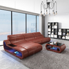 Sofá secional de LED tecido com grandes almofadas