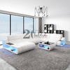 Sofá secional LED de couro doméstico para sala de estar com suporte de TV