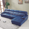 Sofá confortável em forma de L em azul real para sala de estar