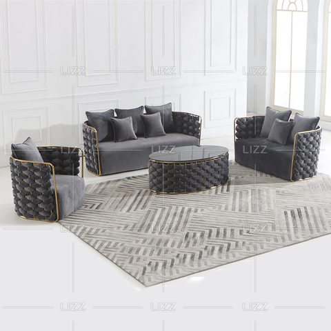 Sofá de tecido francês com mesa