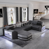 Sofá secional tufado de LED elegante para sala de família