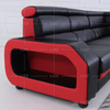 Sofá individual em forma de L preto e vermelho para sala de estar