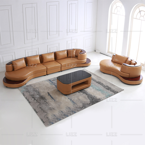 Sofá modular de couro para sala de estar com armazenamento
