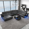 Sofá secional LED de couro doméstico para sala de estar com suporte de TV