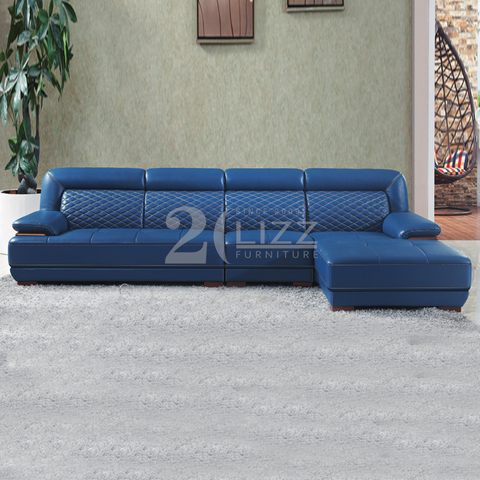 Sofá confortável em forma de L em azul real para sala de estar