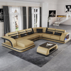 Sofá secional moderno de couro led para sala de estar