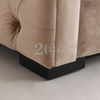 Sofá de tecido de veludo de canto com estrutura de madeira
