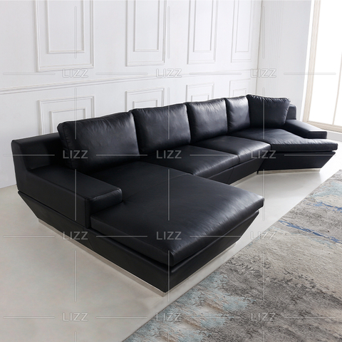 Sofá de couro superdimensionado para lazer contemporâneo