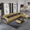 Sofá secional moderno de couro led para sala de estar