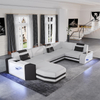 Sofá secional tufado de LED elegante para sala de família