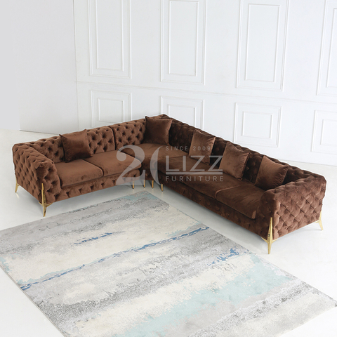 Móveis para casa, sofá clássico de tecido Chesterfield para sala de estar