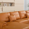Sofá confortável de couro minimalista para sala de estar